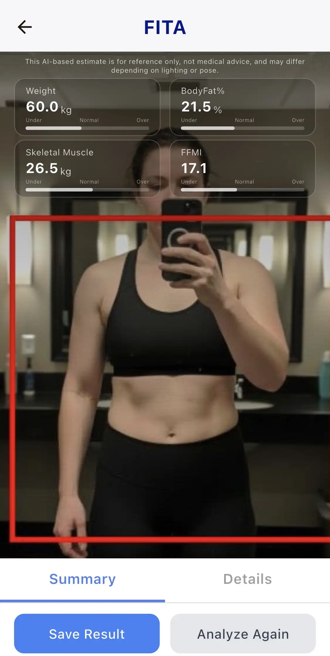 FITA Body Scan - Results Screen